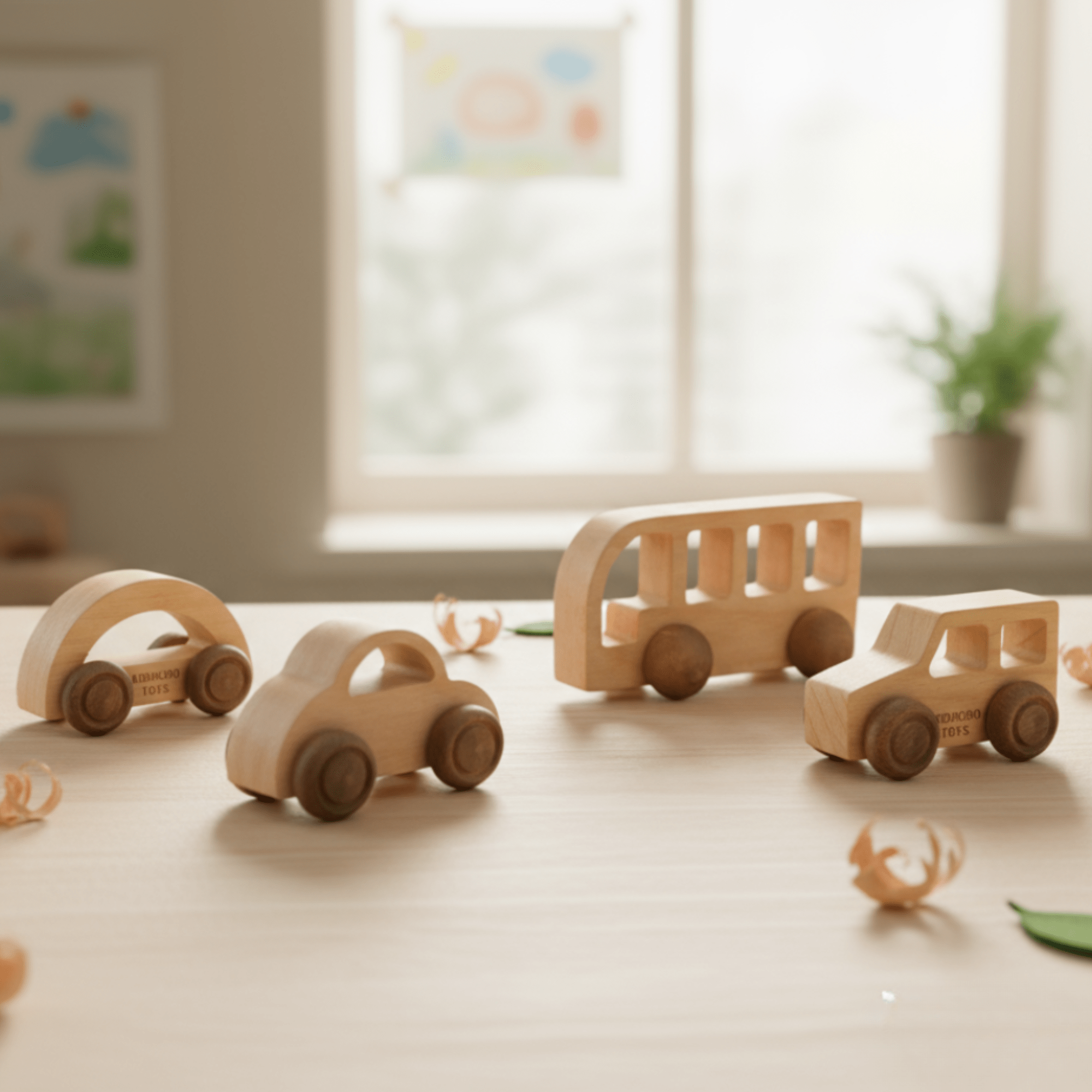 Kidocoo Wooden Bus & Car Set - Wooden Vehicles