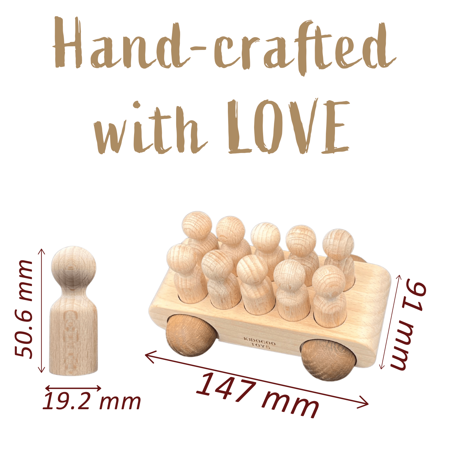 Kidocoo Wooden Car With Pegs - Wooden Vehicles