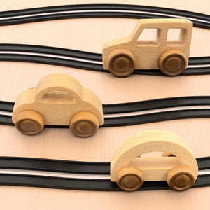 Kidocoo Wooden Toy Car Set - Wooden Vehicles