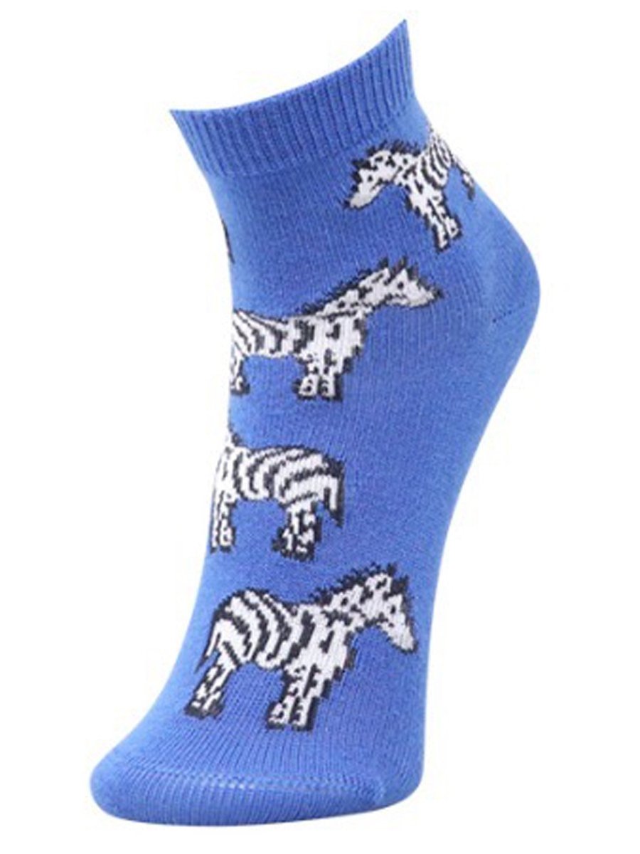 Kids Ankle Length Socks:Zebra:Blue - SOC-AF-ZEBBL-6-12