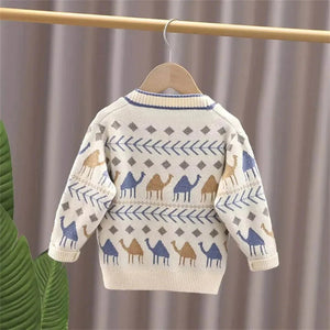 Kids Cream Camel Troop, Cardigan V neck Sweater - 4 - 5 Years Winter Wear