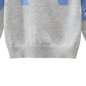 Kids Grey & Light Blue Dino Cardigan Sweater with 3d Tail Applique - 2 - 3 Years Winter Wear