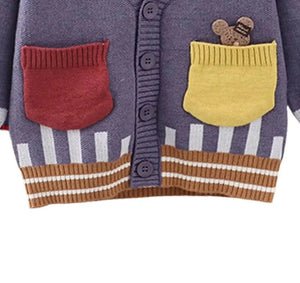 Kids Muave Cardigan Sweater V neck with front pockets - 2 - 3 Years Winter Wear