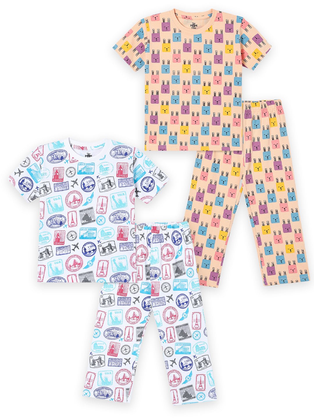 Kids Pajama Set Combo of 2 Baby Pyjamas Set - Bedtime Buddies & Wander & Wonder - TPS2 - AN - BTBW - 0 - 6