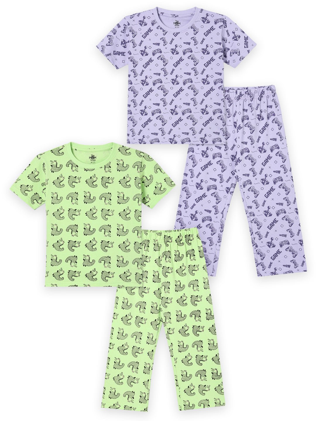 Kids Pajama Set Combo of 2 Baby Pyjamas Set - Happy Gator & Game & Snooze - TPS2 - AN - HGMS - 0 - 6