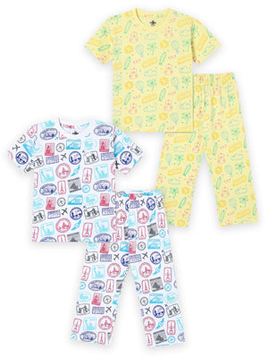 Kids Pajama Set Combo of 2 Baby Pyjamas Set - Route to Rest & Wander & Wonder - TPS2 - AN - RTRSW - 0 - 6