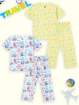 Kids Pajama Set Combo of 2 Baby Pyjamas Set - Route to Rest & Wander & Wonder - TPS2 - AN - RTRSW - 0 - 6