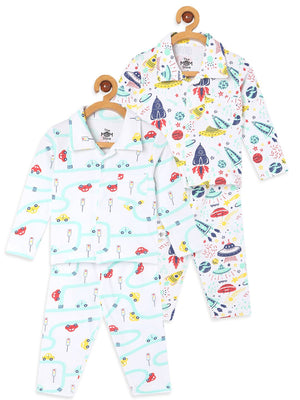 Combo of 2 Baby Pajama Sets - City Drive & Tour to the Space