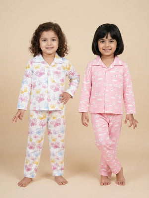 Kids Pajama Set Combo of 2-Cutey Bunny & Spring Wings - 0-6 Months Baby Pyjamas Set