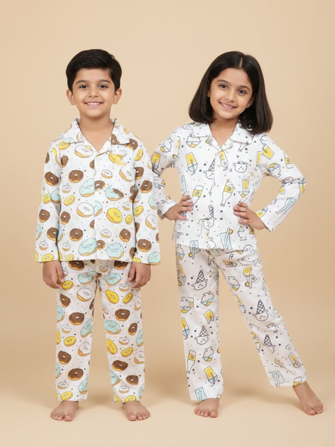 Kids Pajama Set Combo of 2 - My Smoothie & Sweet like a Doughnut - 0 - 6 Months Baby Pyjamas Set