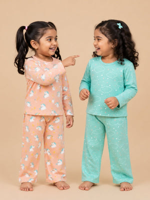 Kids Pajama Set Combo of 2-On Cloud Mine & Dreamy Unicorn - 0-6 Months Baby Pyjamas Set