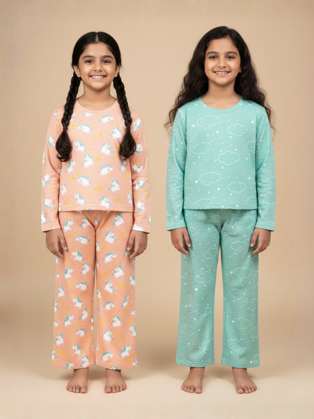 Kids Pajama Set Combo of 2 - On Cloud Mine & Dreamy Unicorn - 0 - 6 Months Baby Pyjamas Set