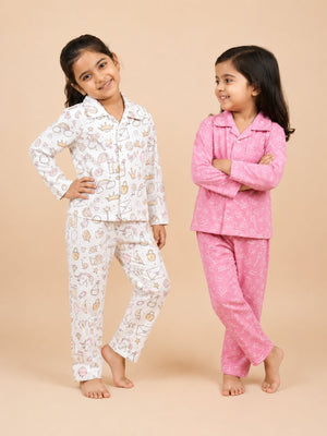 Kids Pajama Set Combo of 2-Pink-A-Boo & Fairy Princess - 0-6 Months Baby Pyjamas Set
