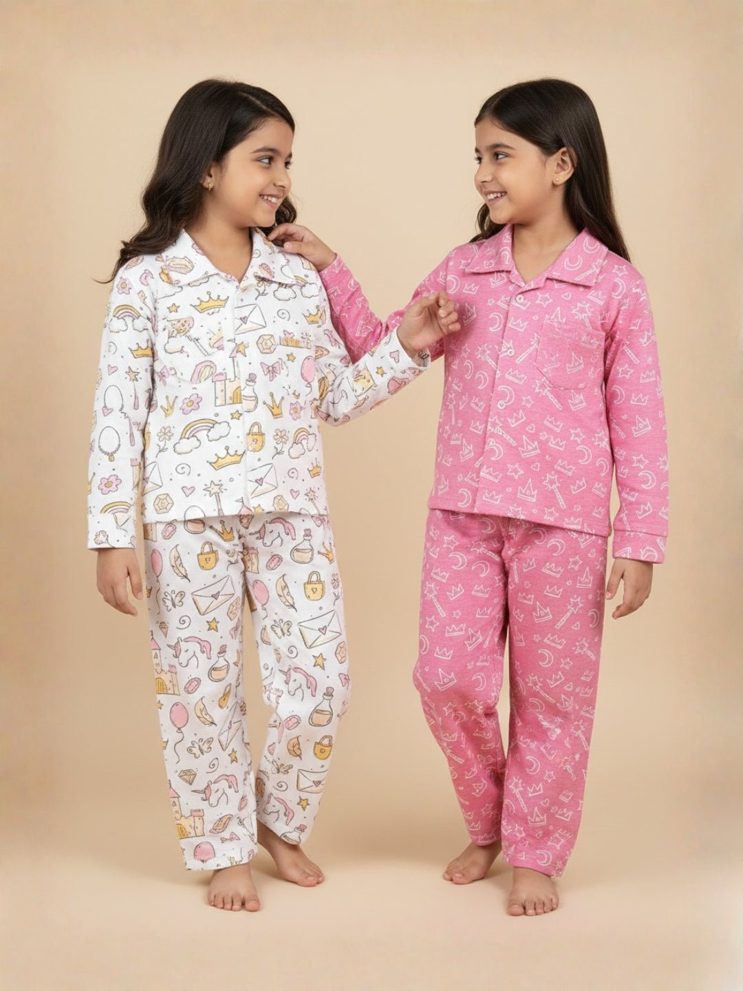 Kids Pajama Set Combo of 2 - Pink - A - Boo & Fairy Princess - 0 - 6 Months Baby Pyjamas Set