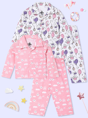 Kids Pajama Set Combo of 2-Princess Party & Cutey Bunny
