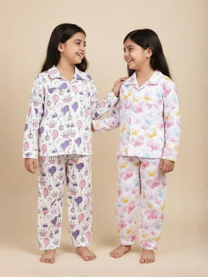Kids Pajama Set Combo of 2 - Princess Party & Spring Wings - 0 - 6 Months Baby Pyjamas Set