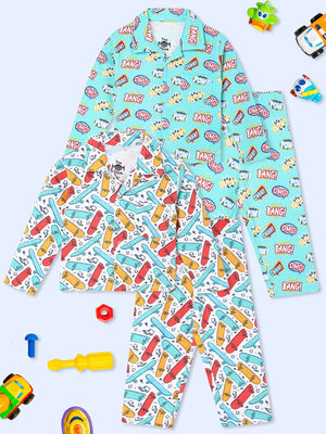 Kids Pajama Set Combo of 2-Ready To Skate & Mighty Fighter