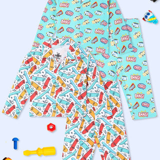Kids Pajama Set Combo of 2-Ready To Skate & Mighty Fighter