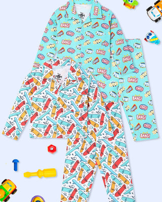 Kids Pajama Set Combo of 2-Ready To Skate & Mighty Fighter