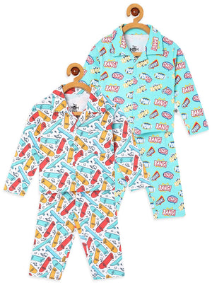 Kids Pajama Set Combo of 2-Ready To Skate & Mighty Fighter