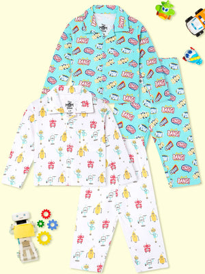 Kids Pajama Set Combo of 2-Robo Club & Mighty Fighter
