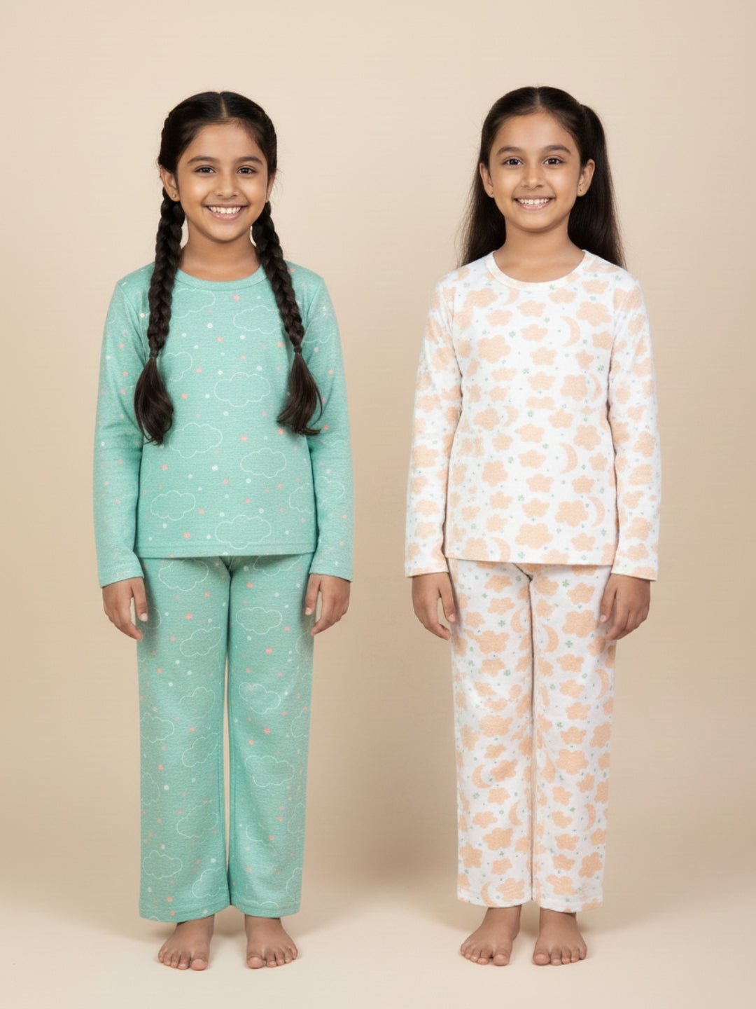 Kids Pajama Set Combo of 2 - Sweet Dreams & On Cloud Mine - 0 - 6 Months Baby Pyjamas Set