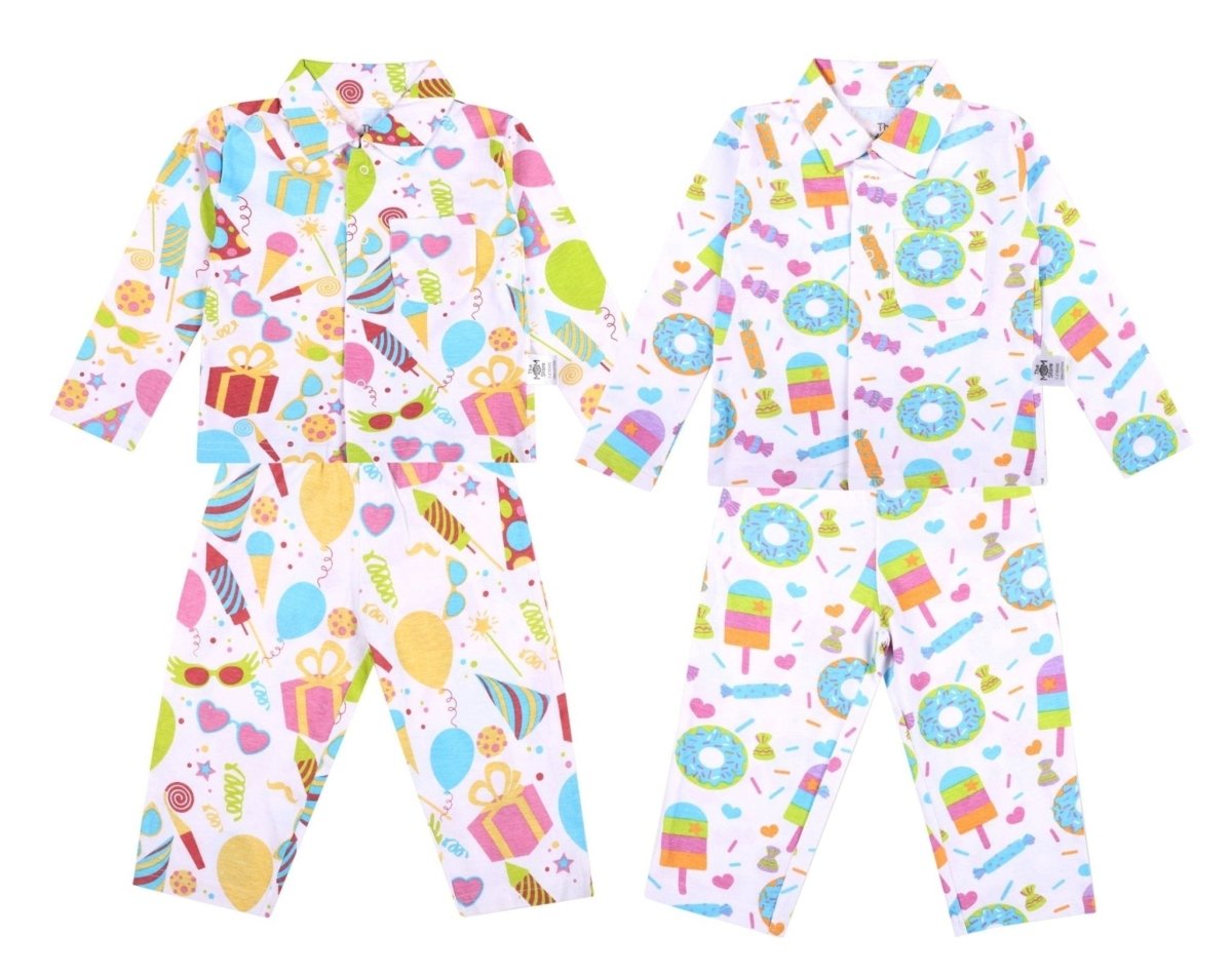 Kids Pajama Set Combo of 2 - Sweet Tooth & Pajama Party - TPS2-SWTPP-0-6