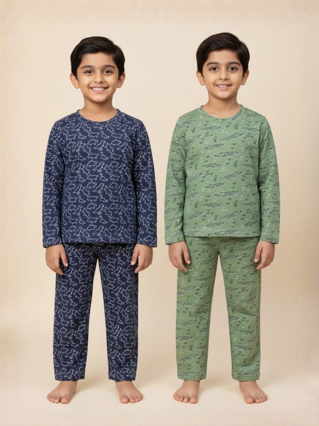 Kids Pajama Set Combo of 2 - The Alligator & Dinos Rule - 0 - 6 Months Baby Pyjamas Set