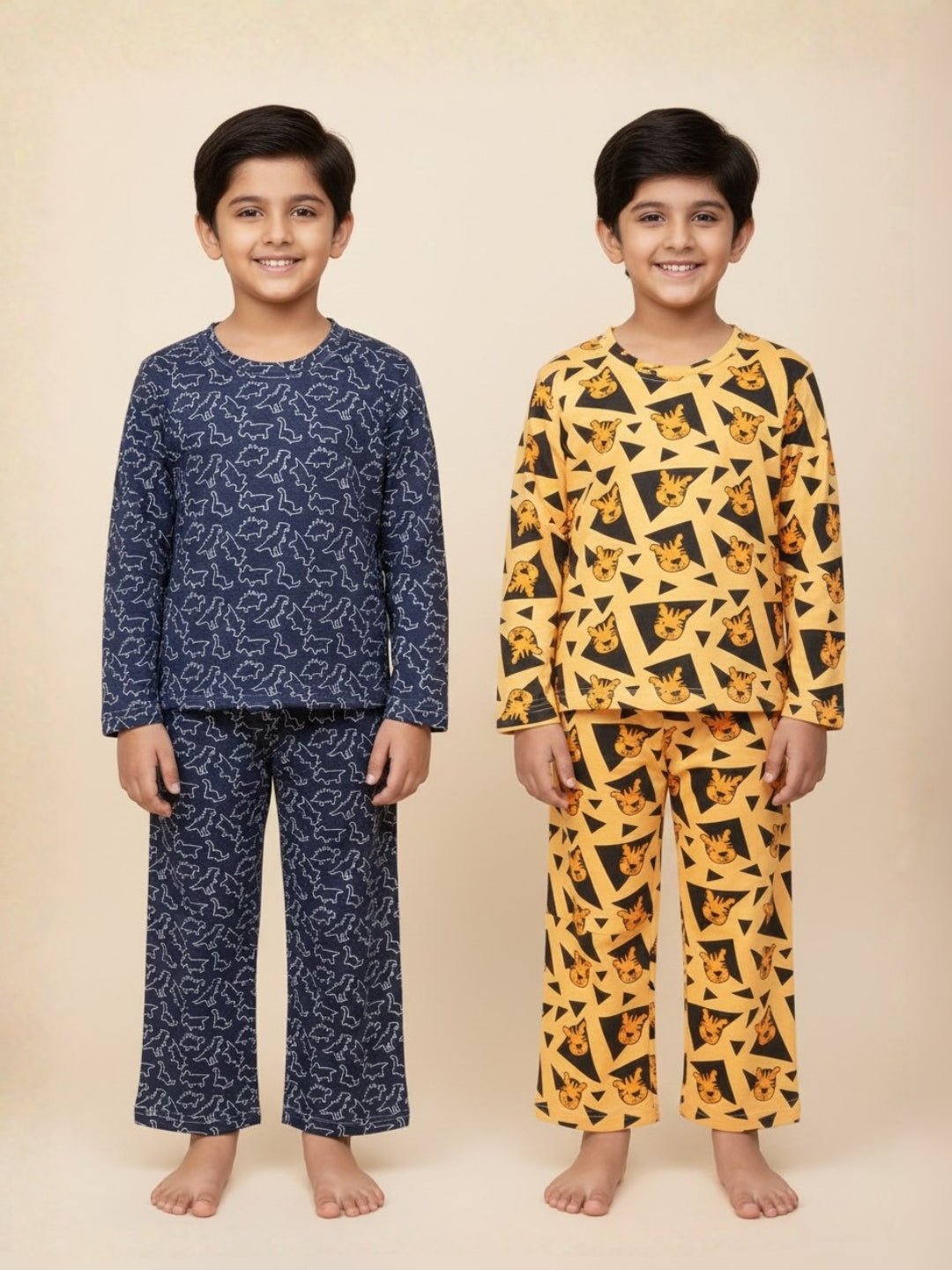 Kids Pajama Set Combo of 2 - Tiger Tales & Dinos Rule - 0 - 6 Months Baby Pyjamas Set