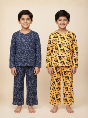 Kids Pajama Set Combo of 2 - Tiger Tales & Dinos Rule - 0 - 6 Months Baby Pyjamas Set