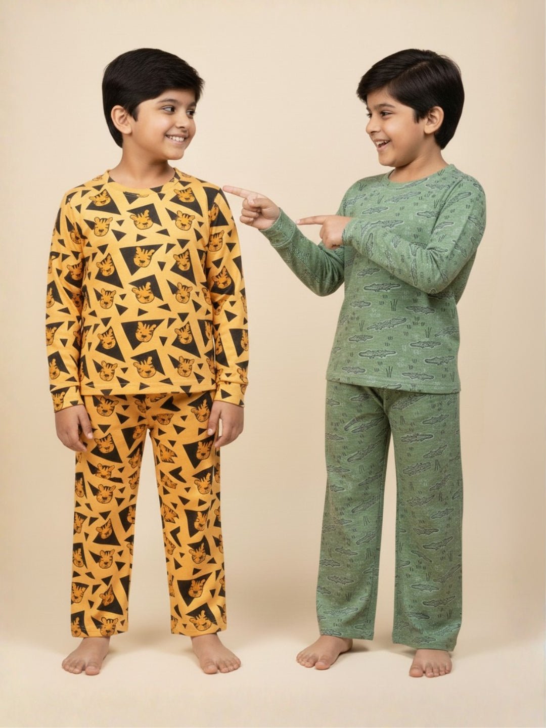 Kids Pajama Set Combo of 2 - Tiger Tales & The Alligator - 0 - 6 Months Baby Pyjamas Set