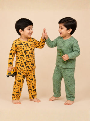 Kids Pajama Set Combo of 2-Tiger Tales & The Alligator - 0-6 Months Baby Pyjamas Set