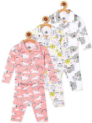 Kids Pajama Set Combo of 3 - Baby Koala, Magical Unicorn & Meow Meow - PYJ - 3 - MBMU - 0 - 6