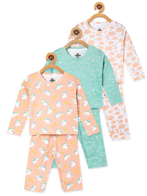 Kids Pajama Set Combo of 3-Dreamy Unicorn, Sweet Dreams & On Clound Mine