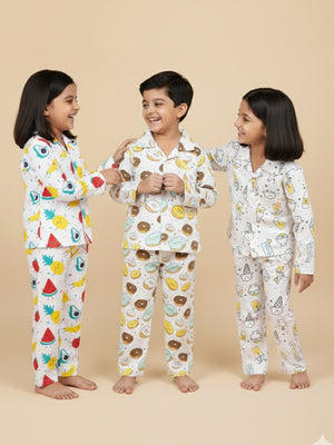 Kids Pajama Set Combo of 3 - Fruity Cutie, My Smoothie & Sweet like a Doughnut - 0 - 6 Months Baby Pyjamas Set