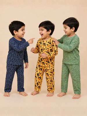 Kids Pajama Set Combo of 3-Tiger Tales, The Alligator & Dinos Rule - 0-6 Months Baby Pyjamas Set