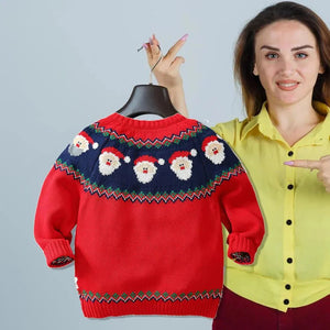 Kids Red & Navy HOHO Cardigan Sweater Round Neck - 2 - 3 Years Winter Wear