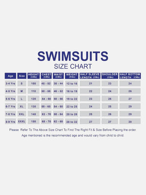 Kids Swimsuit with Swim Floats and UPF 50+ Cap - White & Blue Stripes Surprise Box - Kids Swimwear