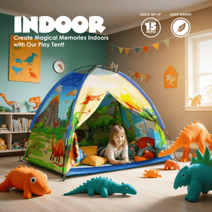 Kids Tent House | Happy Bear Play Tent for Indoor & Outdoor Fun | Dino - HBM_Tent_Dino