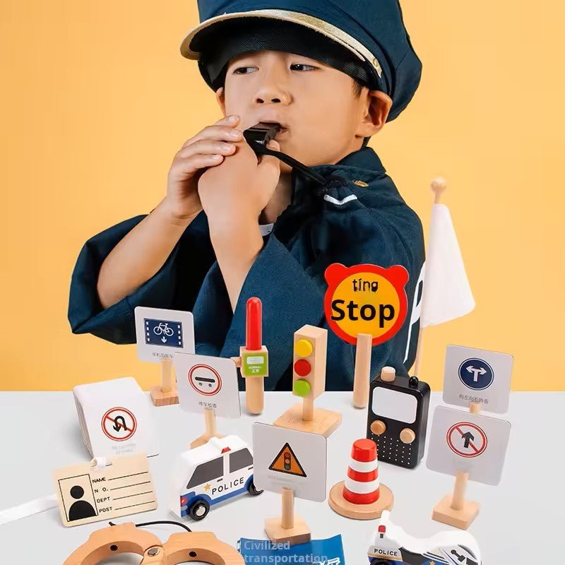 Kids Traffic Police Costume - Dress Up Set for Pretend Play - Wudly