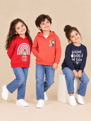 Kids Winter Combo Of 3- Holly Jolly-Hear Me ROAR-Warm Socks and Hot Cocoa - 0-6 Months Kids Winter Zipper Jackets