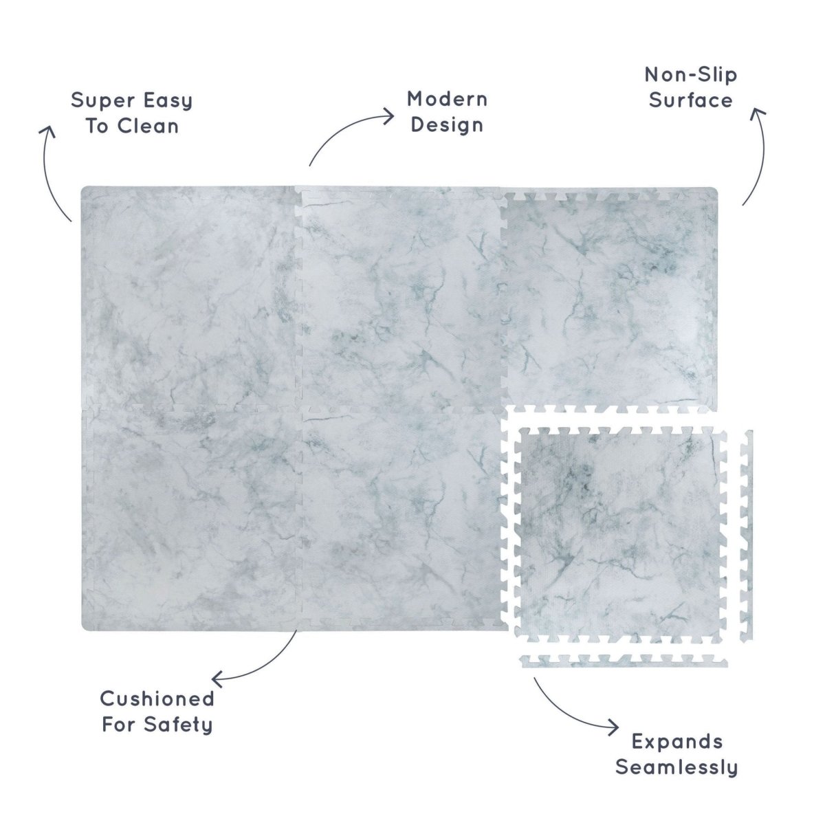 Kind and Me Aqua Blue Set in White Playmat- Marble - MA-WH-BL