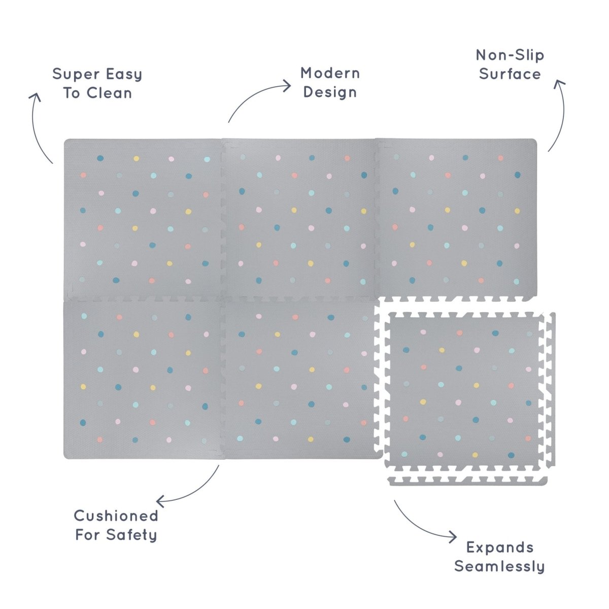 Kind and Me Coloured Polka Set in Grey Playmat- Dotty - PO-GR-MU