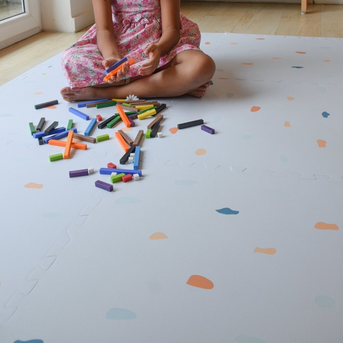 Kind and Me Coloured Terrazzo Set in Powder Blue Playmat- Terrazzo - TE-WH-MU