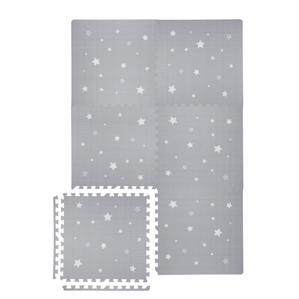 Kind and Me Dreamy White Stars Set in Grey Playmat (Set of 6) - ST-GR-WH