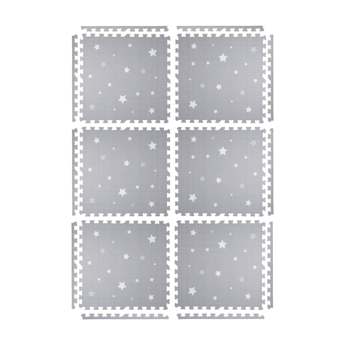 Kind and Me Dreamy White Stars Set in Grey Playmat (Set of 6) - ST-GR-WH