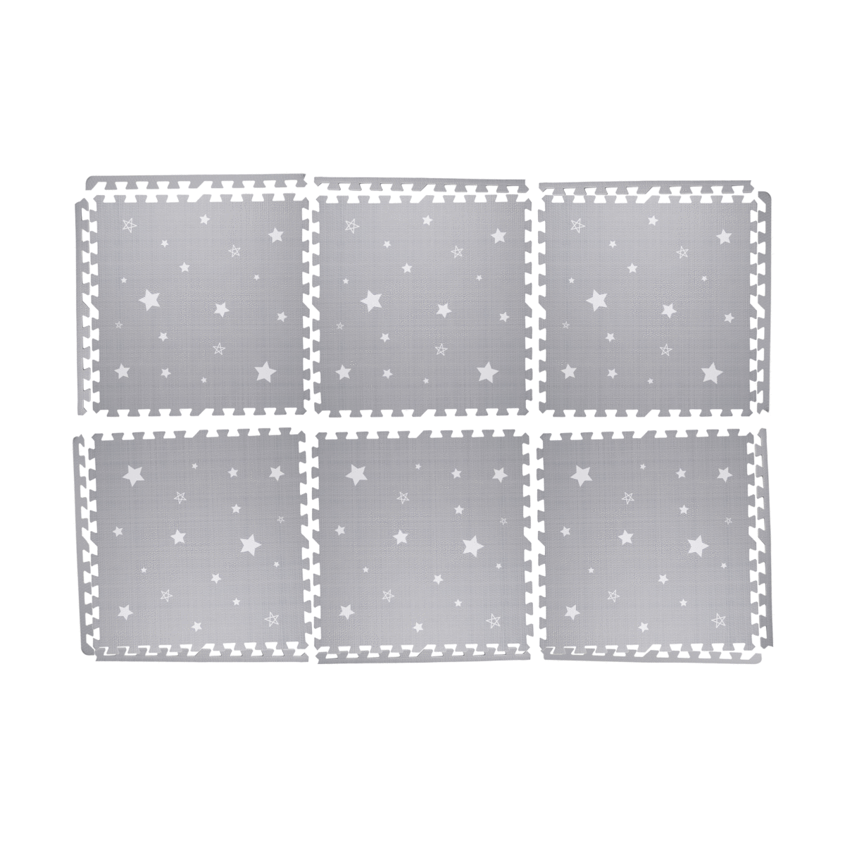 Kind and Me Dreamy White Stars Set in Grey Playmat (Set of 6)