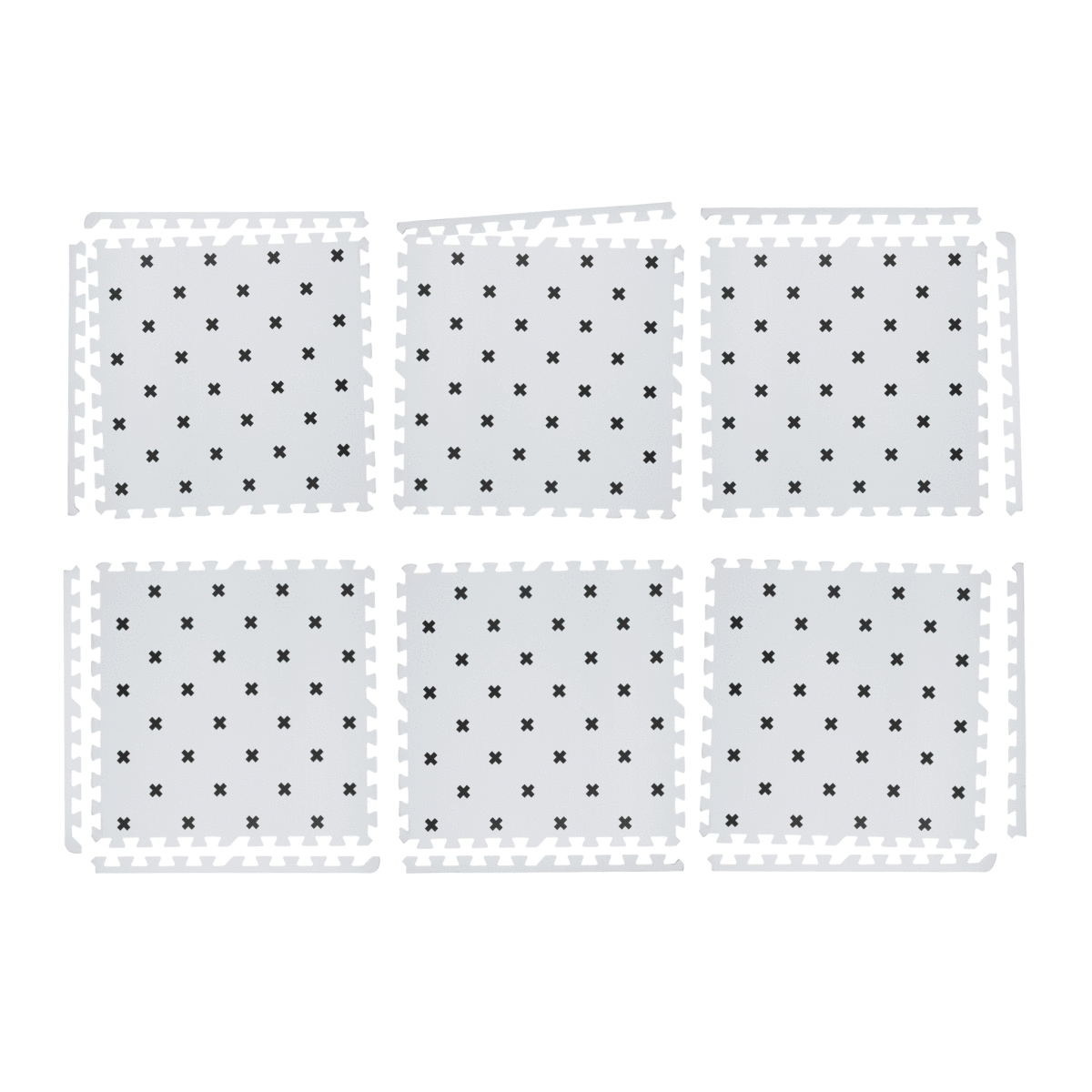 Kind And Me Scandinavian Black Cross Set in White Playmat (Set of 6) - CR-WH-GR