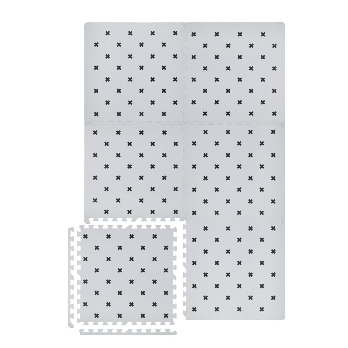 Kind And Me Scandinavian Black Cross Set in White Playmat (Set of 6) - CR-WH-GR