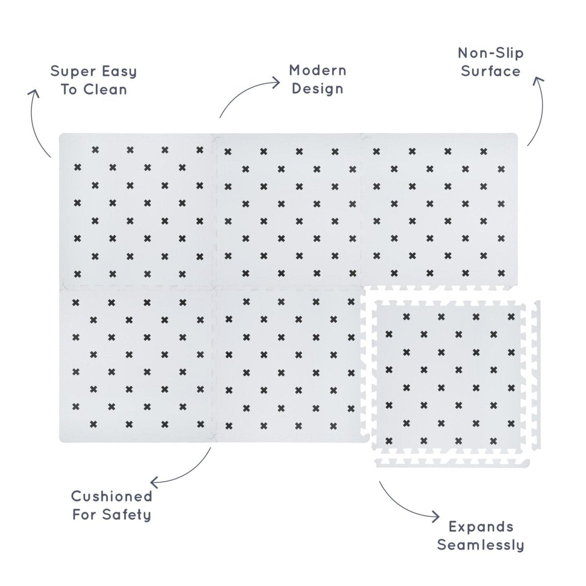 Kind And Me Scandinavian Black Cross Set in White Playmat (Set of 6) - CR-WH-GR